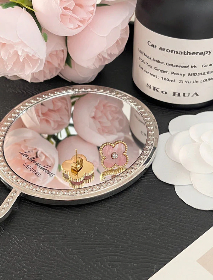 Pink Pearl Flower Earrings